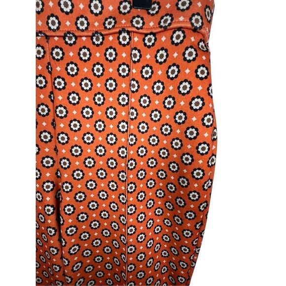 JNY Orange Funky 70s Style Floral Patterned Stretchy Flare Pants - Picture 2 of 4